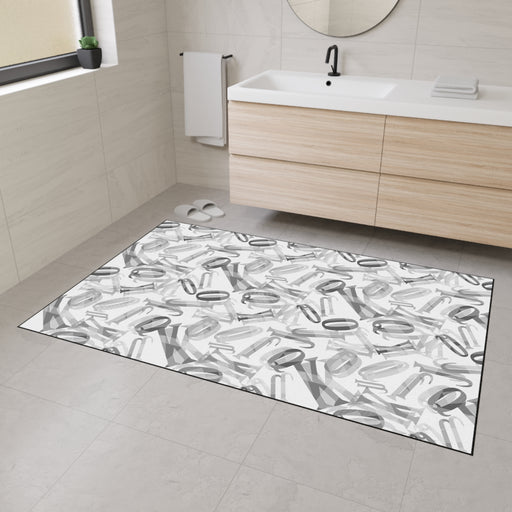 Durable Customized Black and White Floor Mat with Non-Slip Backing