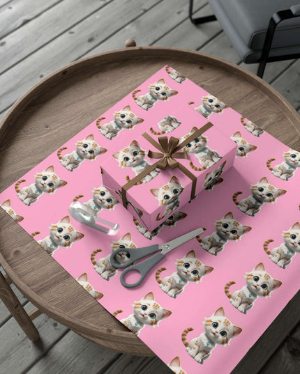 Sustainable Chic Cat-Themed Holiday Gift Wrap Set - Elegant Matte & Satin Choices