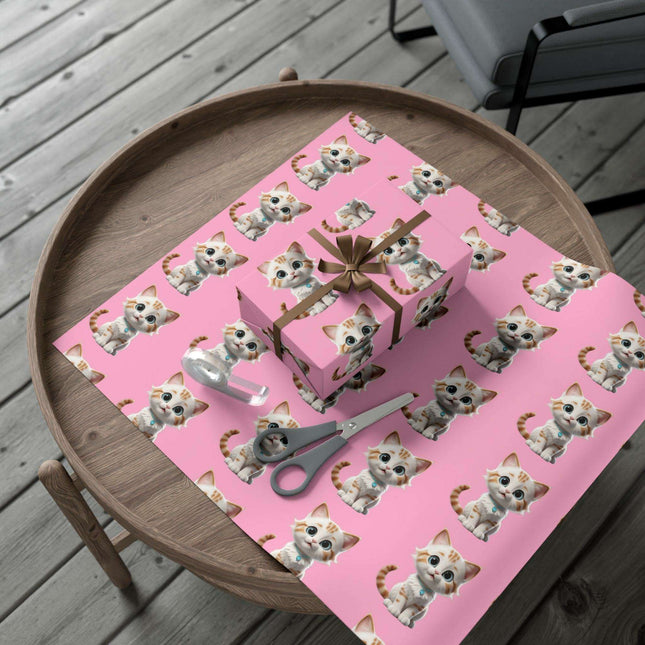 Sustainable Chic Cat-Themed Holiday Gift Wrap Set - Elegant Matte & Satin Choices