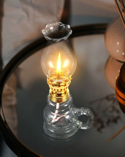 Vintage Adjustable Glass Oil Lamp - Elegant Handheld Lighting for Home, Festivals, and Emergencies