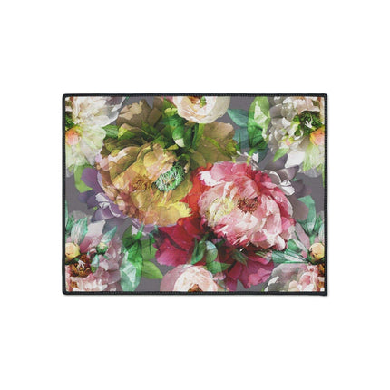Elegant Vintage Floral Area Rug with Stylish Black Border and Non-Slip Backing