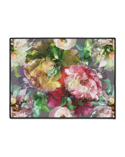 Elegant Vintage Floral Area Rug with Stylish Black Border and Non-Slip Backing