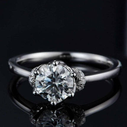 Platinum-Plated Sterling Silver Lab Diamond Ring Set with Lab-Grown Diamond Glow - Luxe Collection