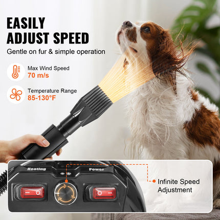 Peekaboo Studio 2800W Pet Grooming Dryer with Adjustable Speed & 4 Noz