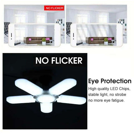 85W Adjustable LED Garage Ceiling Light with Foldable Blades - Energy-Efficient E27 Industrial Lamp - Très Elite
