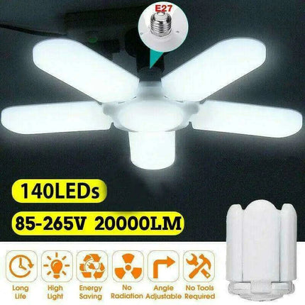 85W Adjustable LED Garage Ceiling Light with Foldable Blades - Energy-Efficient E27 Industrial Lamp - Très Elite