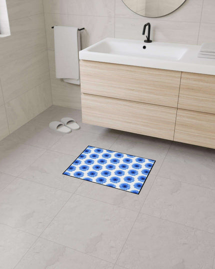 Elegant Blue Daisy Anti-Skid Luxe Area Rug