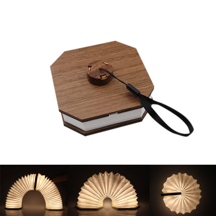 Rechargeable Portable Night Light Foldable Flip Book Lamp Wooden Organ Light
