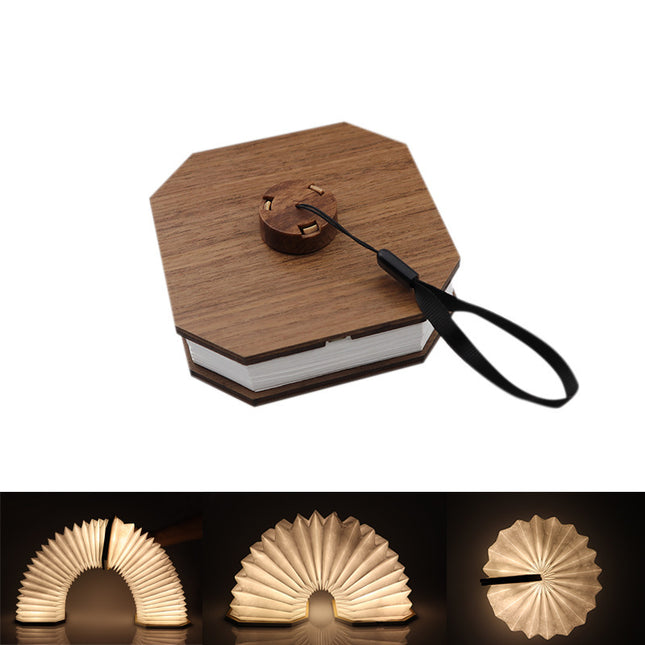 Rechargeable Portable Night Light Foldable Flip Book Lamp Wooden Organ Light