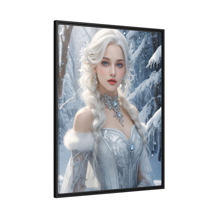 Elegant Snow White Girl Christmas Gaming Matte Canvas - Sustainable Wall Art for Stylish Home Décor