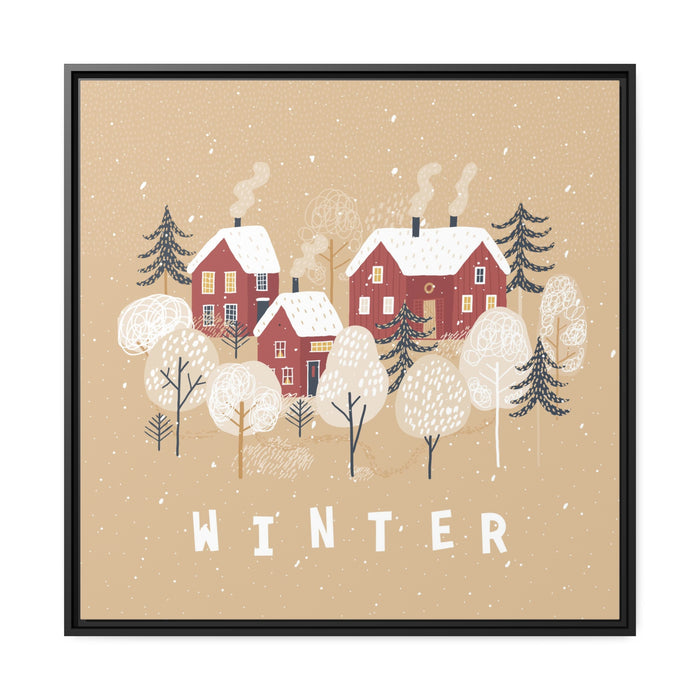 Elegant Winter Matte Canvas Art with Sustainable Black Pinewood Frame - Home Decor Masterpiece