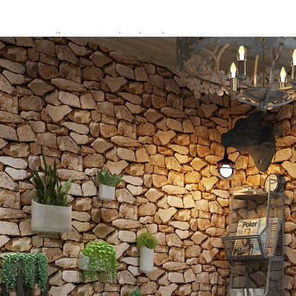 Peekaboo Studio Retro 3D Brick Pattern Solid Stone Wallpaper - Durable