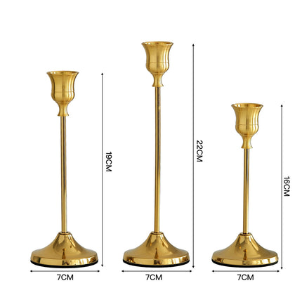 Copper Color Aluminum Alloy Candle Holder With Electroplated Ornaments