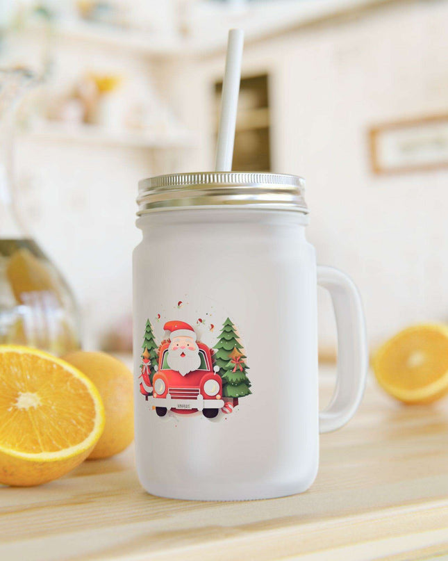 Personalized 16oz Frosted Glass Mason Jar Sipper Set with Straw and Lid