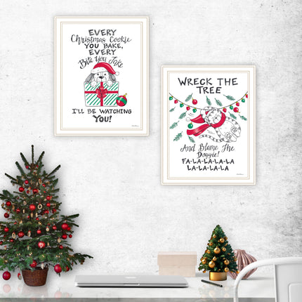 Deb Strain 2-Piece Cat & Dog Christmas Wall Art Set - Framed Decor