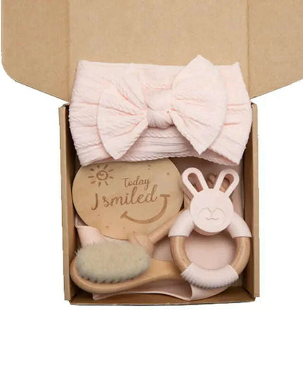 Baby Milestone Bath Toy Set with Swaddle Wrap, Rattle, and Bibs for Newborn