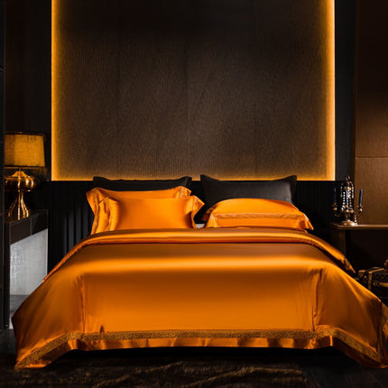 Silk Cotton Satin Hollow-out Four-piece Bedding Set