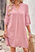Pink V Neck Ruffle Sleeve Tunic Dress with Half Sleeves