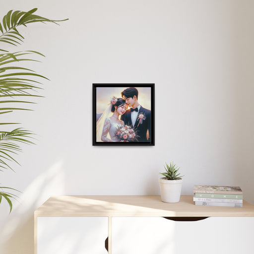 Elegant Love Couple Matte Canvas Artwork - Sustainable Pinewood Frame
