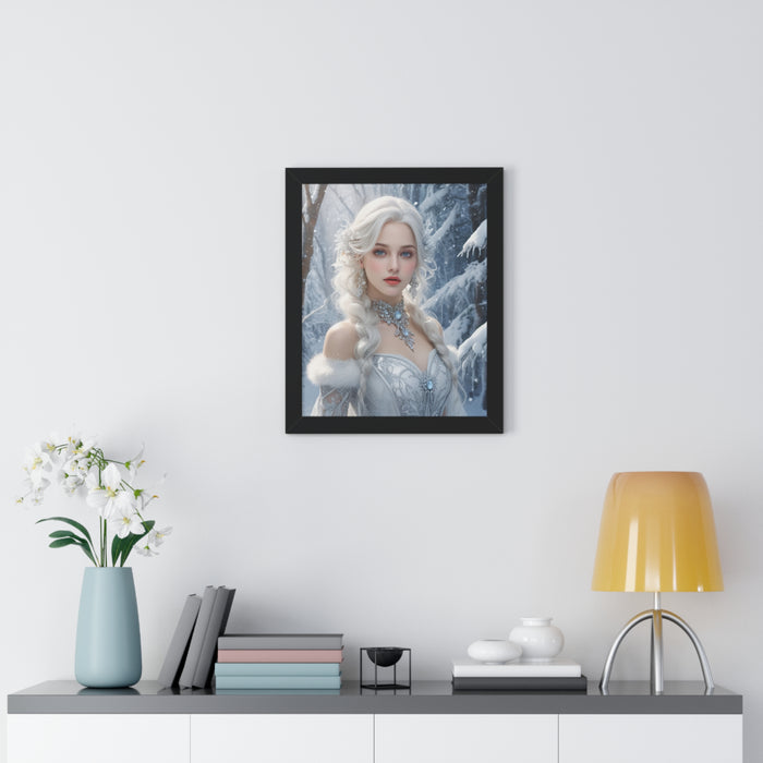 Winter Puppy Framed Vertical Poster for Gaming Enthusiasts