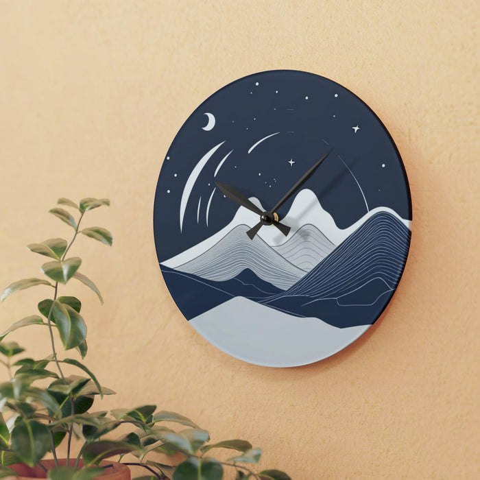 Maison d’ Elite Mountain Landscape Wall Clocks - Round and Square Shapes, Multiple Sizes | Vibrant Prints, Keyhole Hanging Slot