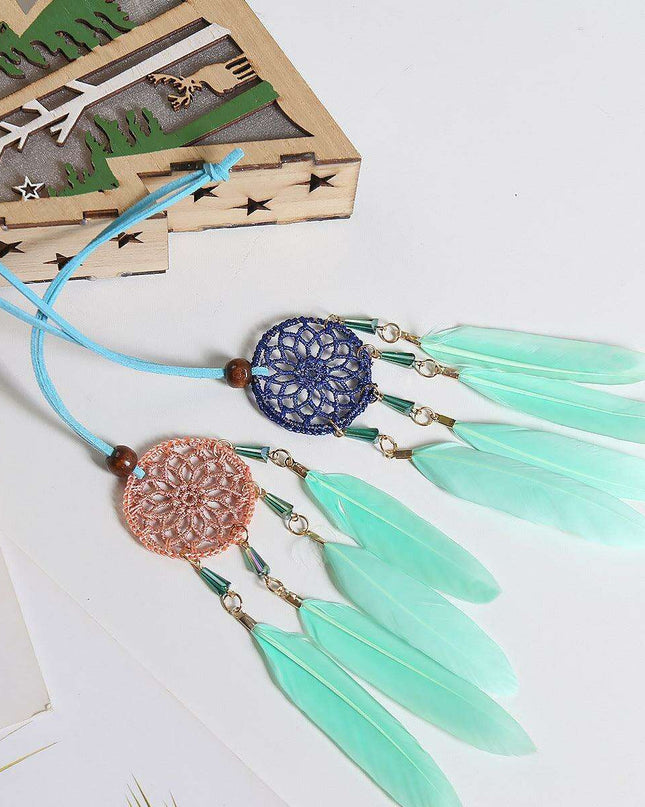 Nordic Elegance Feather Dream Catcher: Luxurious Decor for Home and Vehicle