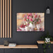 Elegant Floral Canvas Print with Black Pinewood Frame