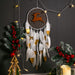 Elk Feather Dream Catcher Wall Hanging Decor with White Double Feathers and Elk Design