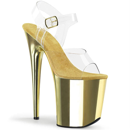 Peekaboo Studio 20cm High Heel Sandals with Transparent Upper, Leather