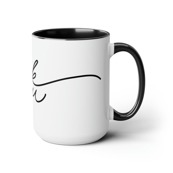 Elite Enigma Collection: 15oz Ceramic Coffee Mugs with Two-Tone Design