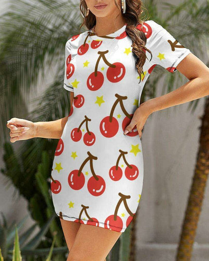 Elegant White Wrap Dress with Short Sleeves