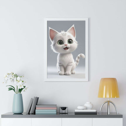 Elegant Feline Vertical Art Poster - Eco-Friendly Framed Design