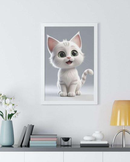 Elegant Feline Vertical Art Poster - Eco-Friendly Framed Design
