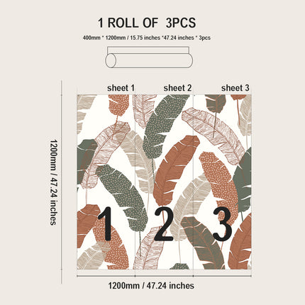 Plant Flower Pattern PVC Self Adhesive Wallpaper Moisture Proof Stain Resistant