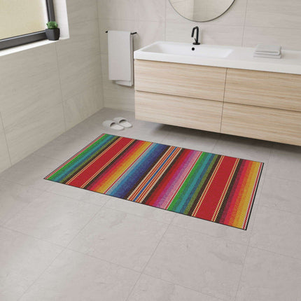 Elegant Vintage Luxe Ethnic Floor Mat with Chic Black Trim