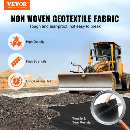 VEVOR 6x100FT Non-Woven Geotextile Fabric - Durable Weed Control Cover