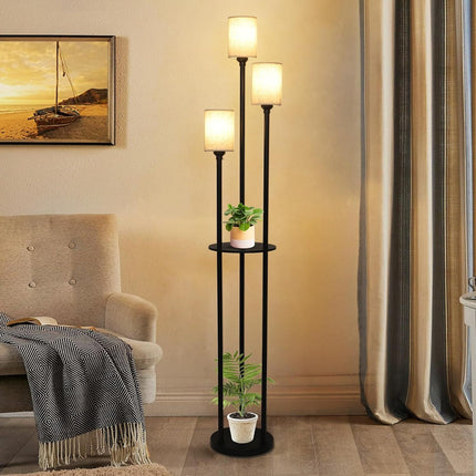 Room and Decor Modern 3-Light Floor Lamp with Shelves & Foot Switch