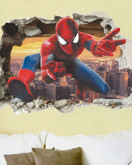 Spiderman 3D Wall Decal Set - Marvel Adventure Decor for Kids' Rooms