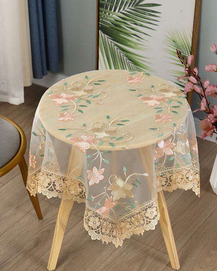 Luxe Embroidered Floral Lace Dining Table Cover