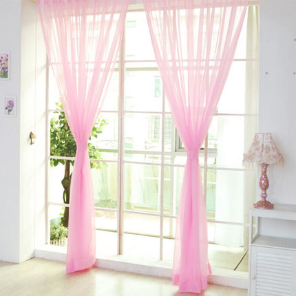 Peekaboo Studio Solid Color Transparent Glass Mesh Curtains - Ready-Ma