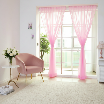 Peekaboo Studio Solid Color Transparent Glass Mesh Curtains - Ready-Ma