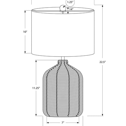 Room & Decor Modern 23"H Black Rattan Table Lamp with Ivory Shade