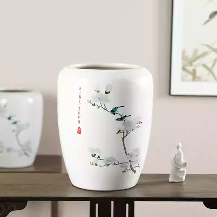 Peekaboo Studio Chinese Style Magnolia & Bird Floral Vase, Elegant Des