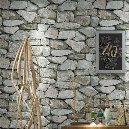 Peekaboo Studio Retro 3D Brick Pattern Solid Stone Wallpaper - Durable