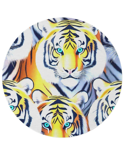 Vivid 3D Tiger Chenille Round Rug - 60x60 Inch by Maison d'Elite