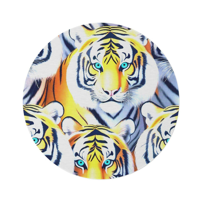 Vivid 3D Tiger Chenille Round Rug - 60x60 Inch by Maison d'Elite