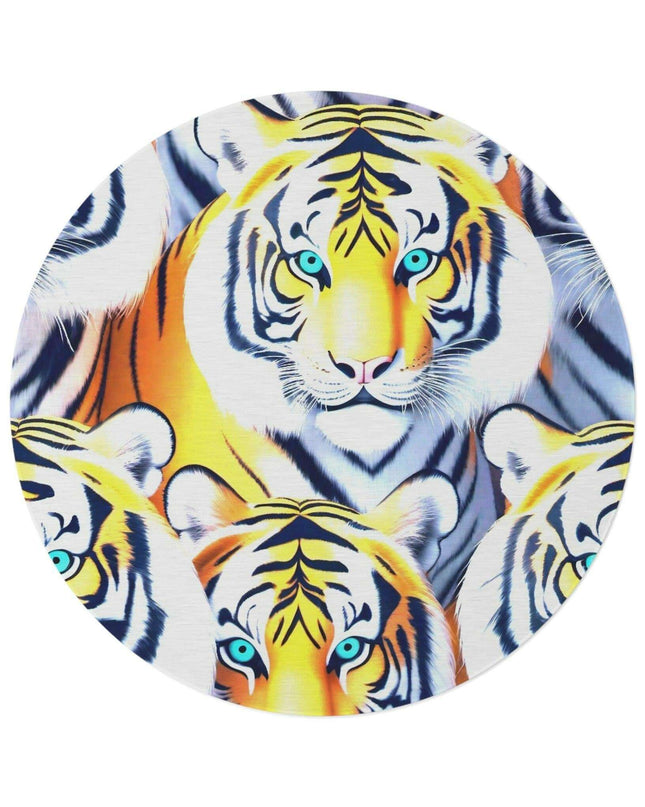 Vivid 3D Tiger Chenille Round Rug - 60x60 Inch by Maison d'Elite