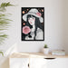 Elegant Black Pinewood Framed Rose and Girl Canvas Art