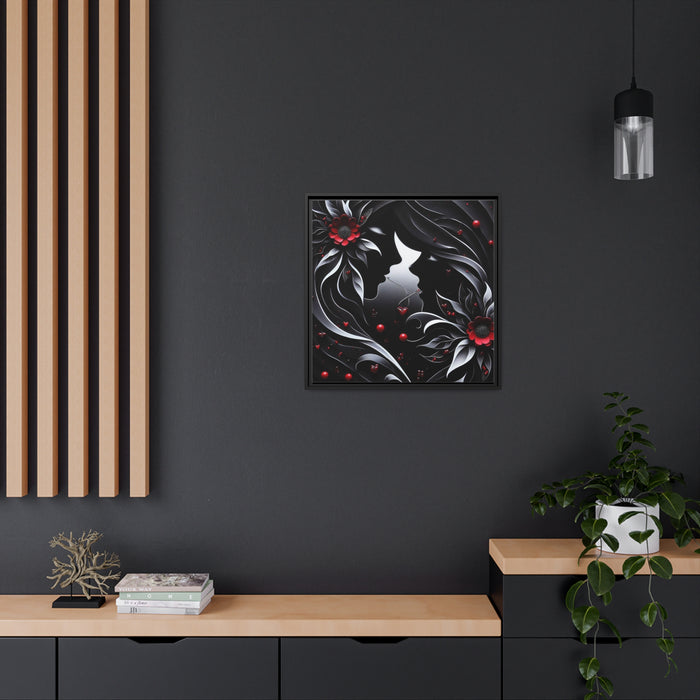 Elegant LOVE - Matte Canvas Print in Black Pinewood Frame