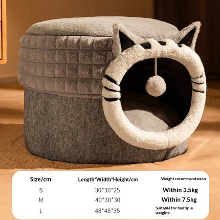 Peekaboo Studio Warm Enclosed Cat Bed - All-Season, Cozy Hideaway